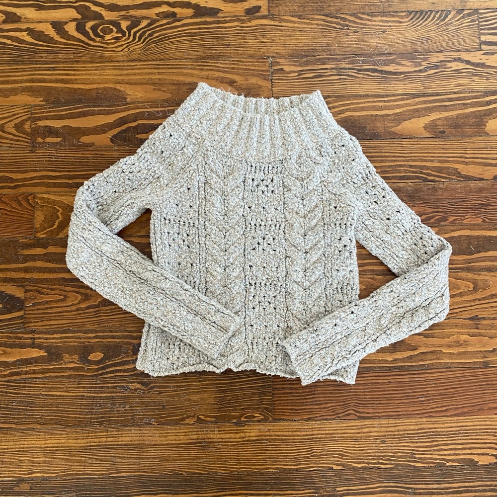 Free People, cropped, crew neck sweater